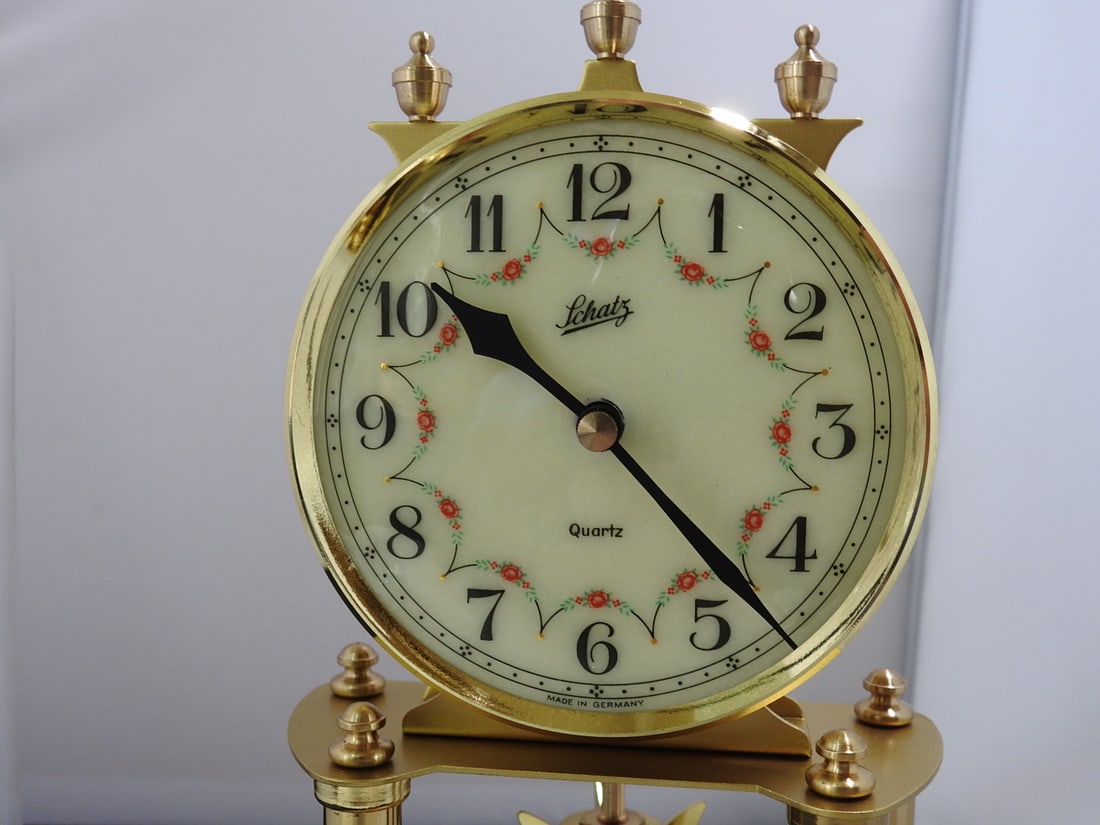Brass-Tone Anniversary Style Mantel Clock Under Glass - 2