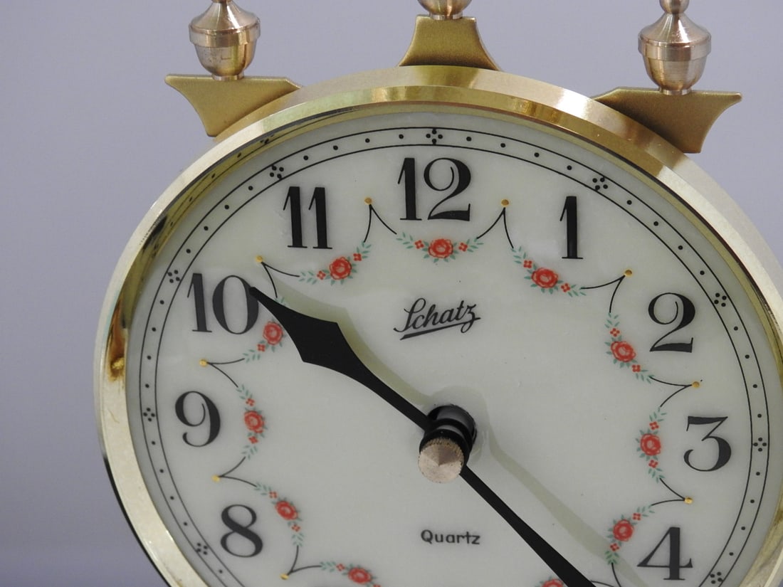 Brass-Tone Anniversary Style Mantel Clock Under Glass - 3
