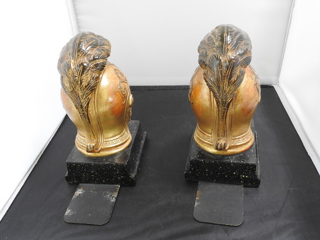 House of Borghese Neoclassical Roman Helmet Bookends - 2