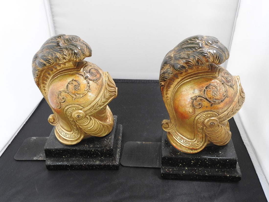 House of Borghese Neoclassical Roman Helmet Bookends - 3