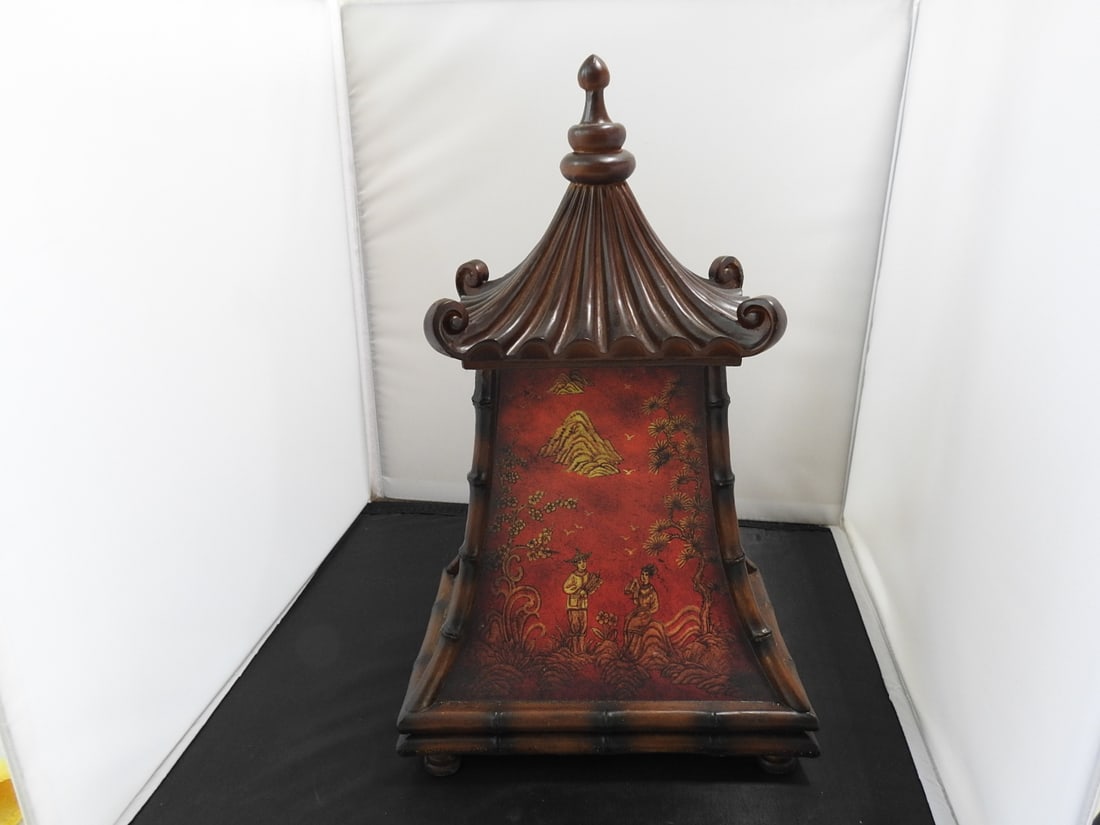 Faux Chinoiserie Pagoda Mantel Clock - 4