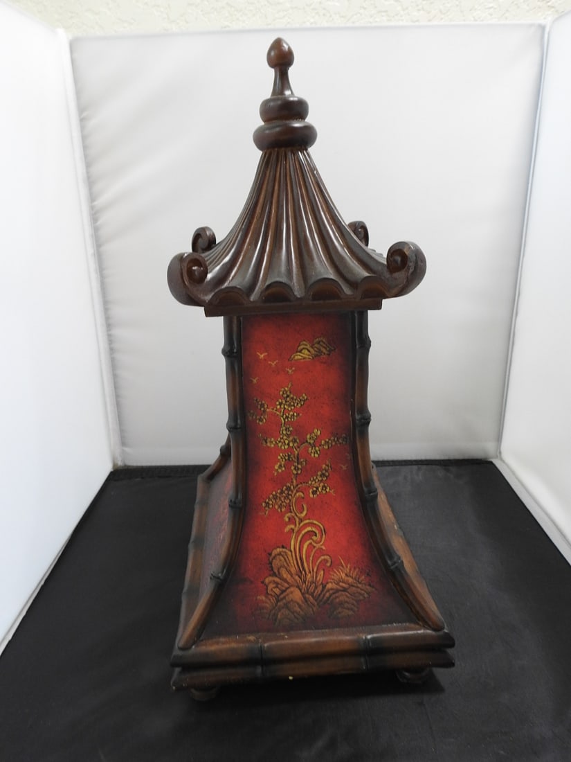 Faux Chinoiserie Pagoda Mantel Clock - 5