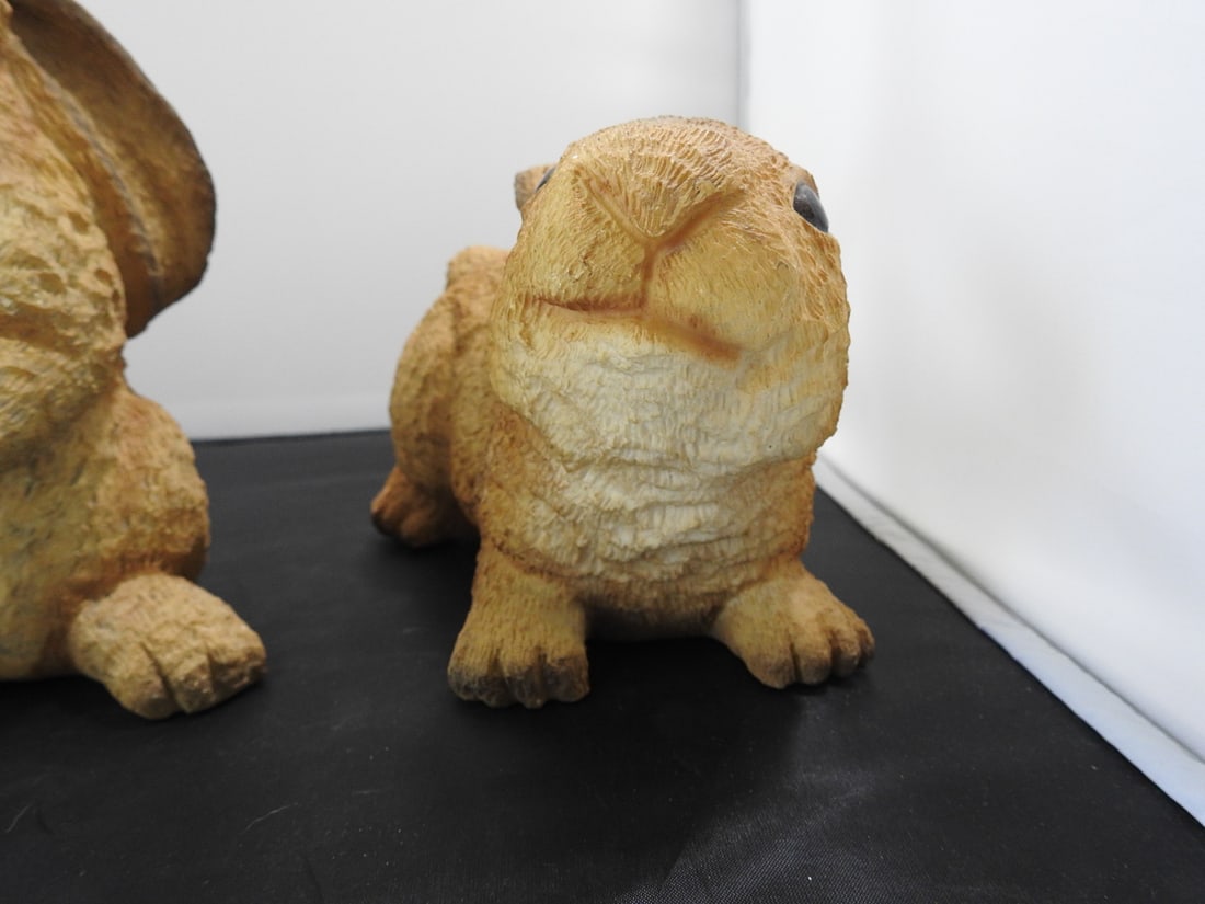 Pair of Brown Hand-Painted Bunny Figurines - 3