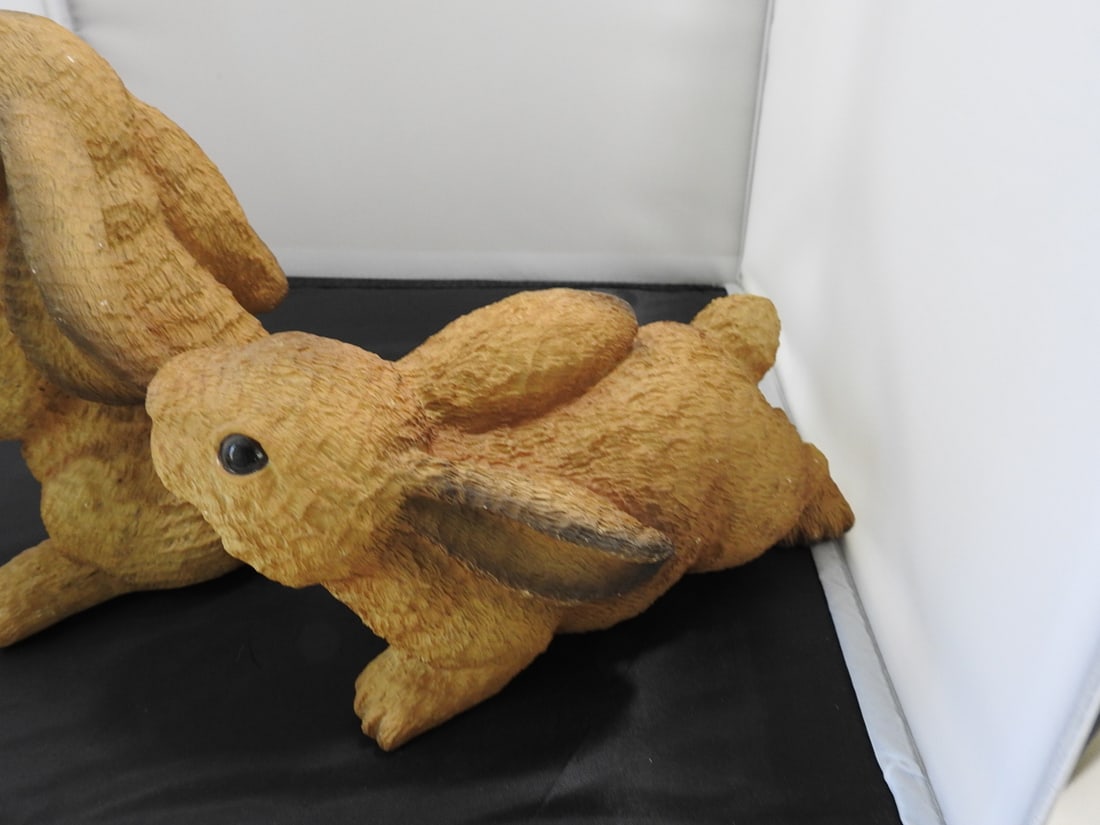 Pair of Brown Hand-Painted Bunny Figurines - 5