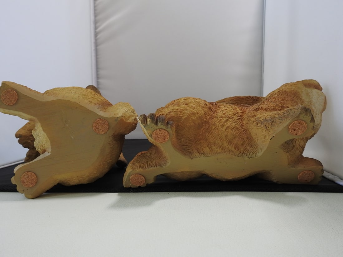 Pair of Brown Hand-Painted Bunny Figurines - 6