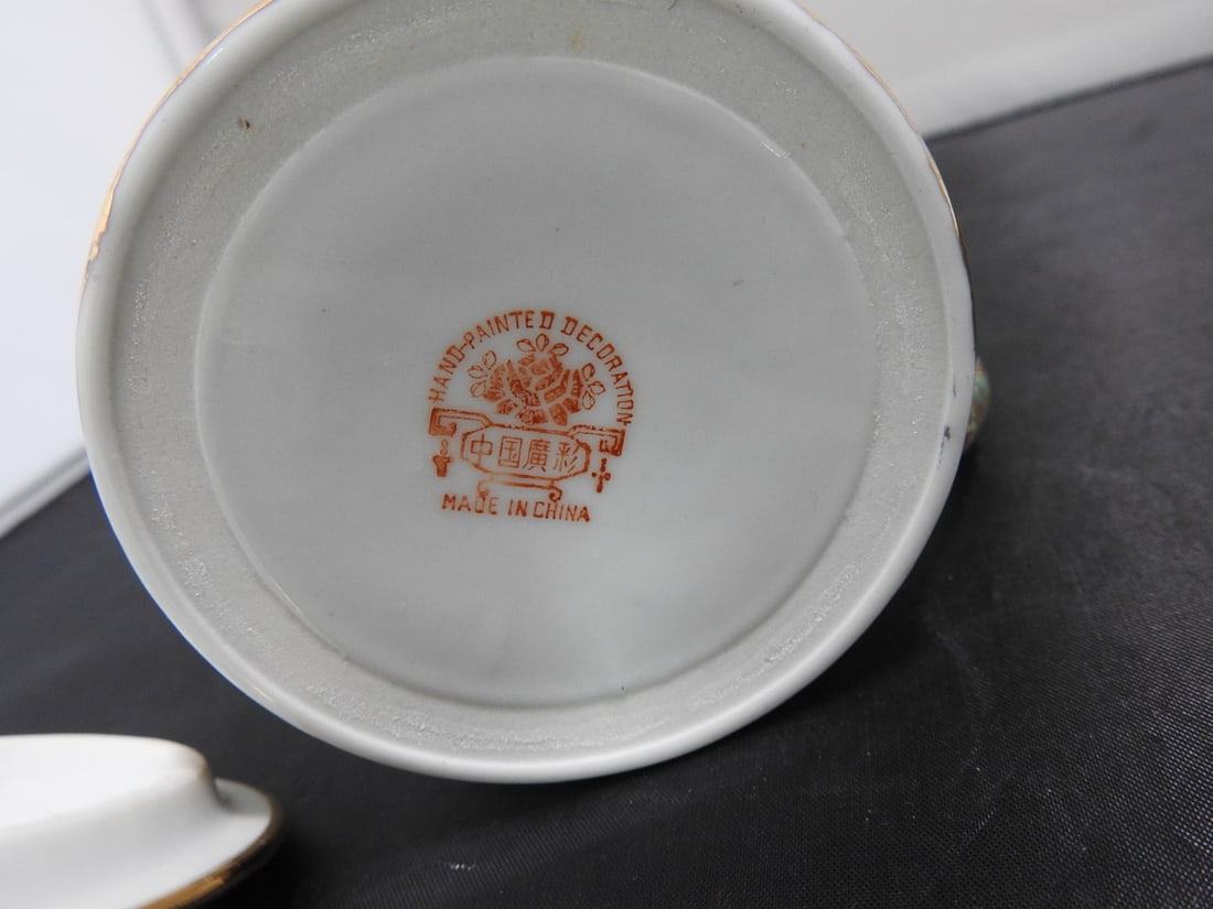 Chinese Rose Famille Style Covered Mug - 4