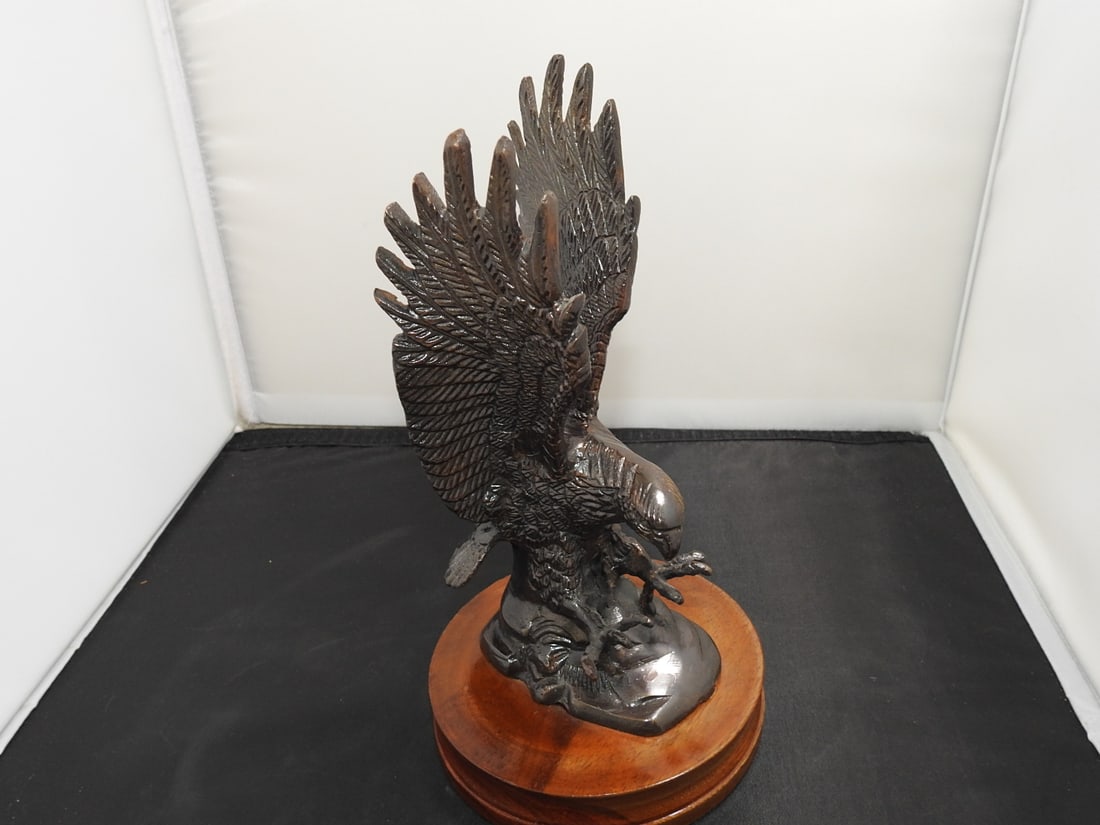 Solid Bronze American Eagle Statue on Wood Base (1 of 4)