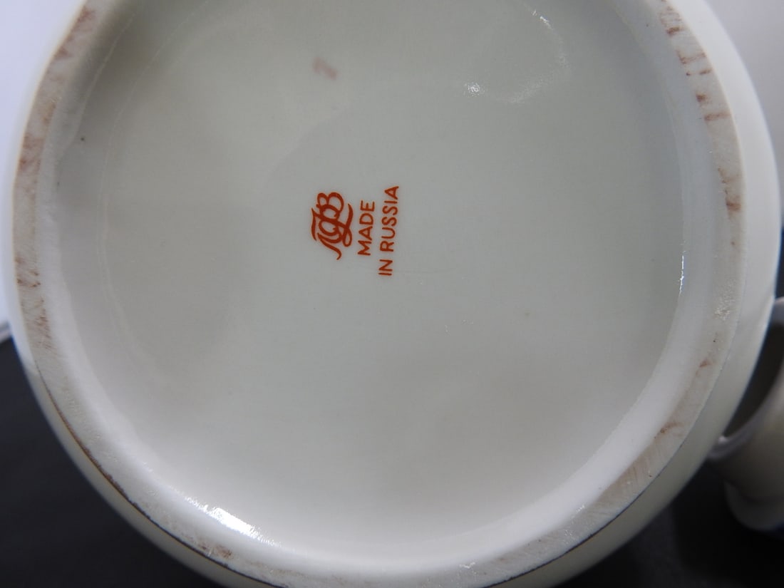 Vintage Russian Blue and White Porcelain Teapot - 6