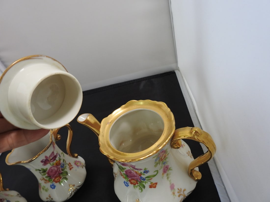 Fine Concorde China Floral Tea Set with 24K Gold Accents - 7