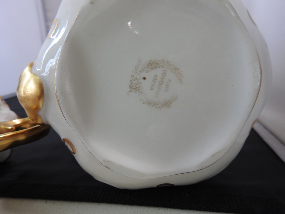Fine Concorde China Floral Tea Set with 24K Gold Accents - 8