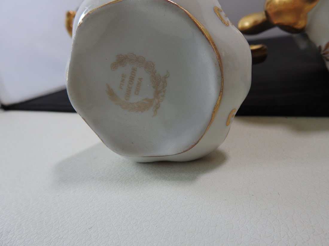 Fine Concorde China Floral Tea Set with 24K Gold Accents - 9