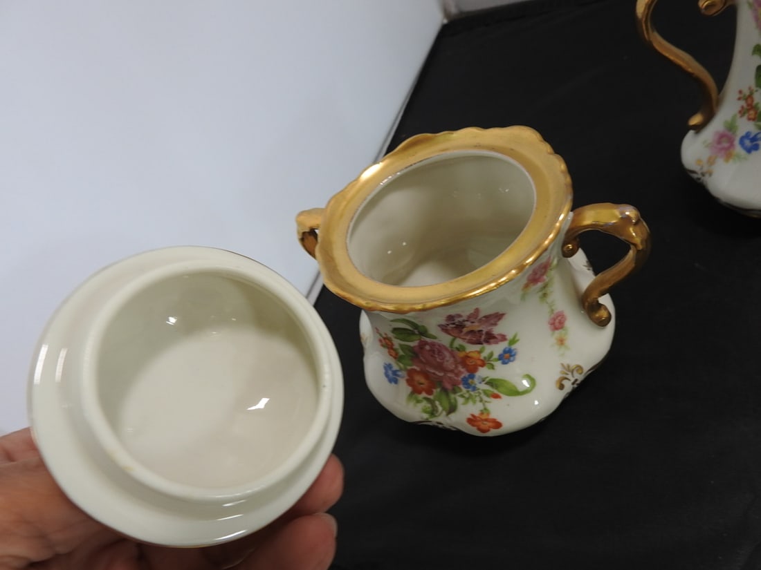 Fine Concorde China Floral Tea Set with 24K Gold Accents - 3
