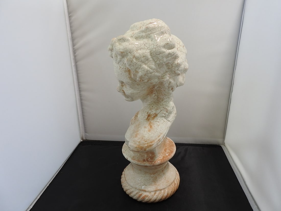French Lady Ceramic Bust with Crackle Finish - 3