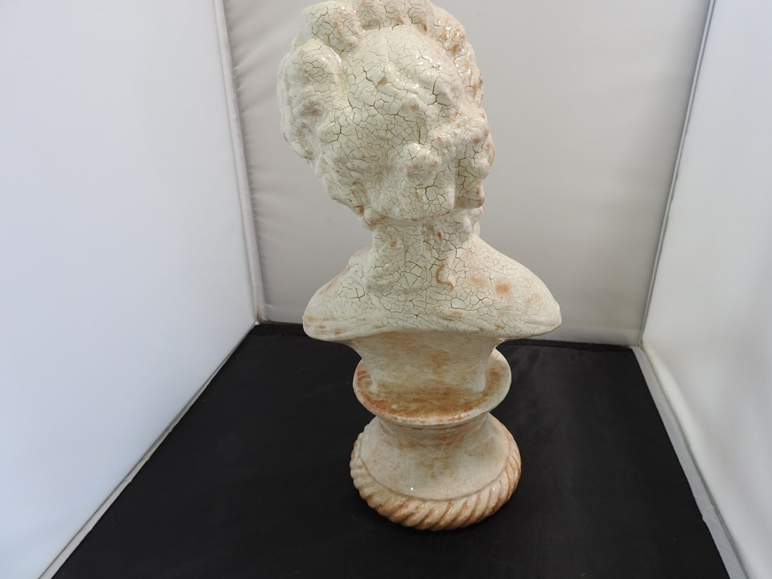 French Lady Ceramic Bust with Crackle Finish - 4