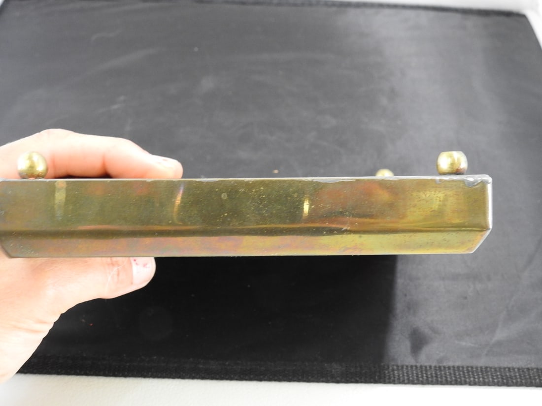 Vintage Hand-Painted Tile Trivet with Brass Base - 2