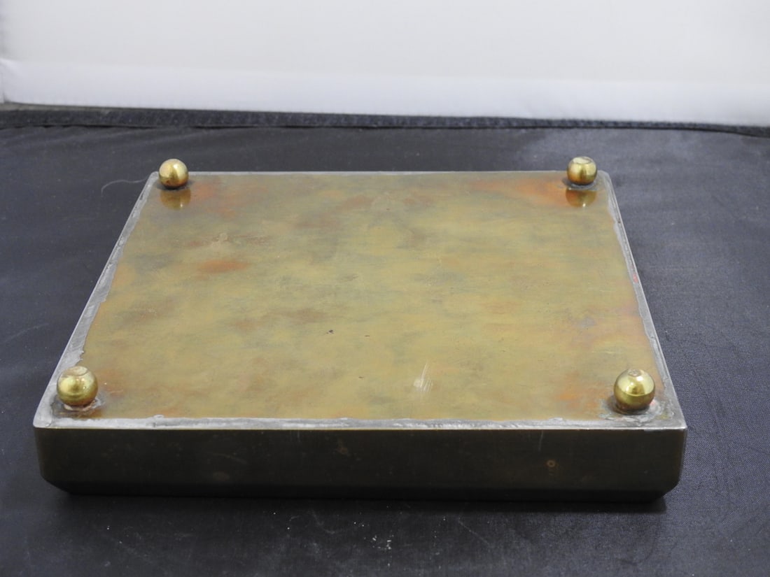 Vintage Hand-Painted Tile Trivet with Brass Base - 4