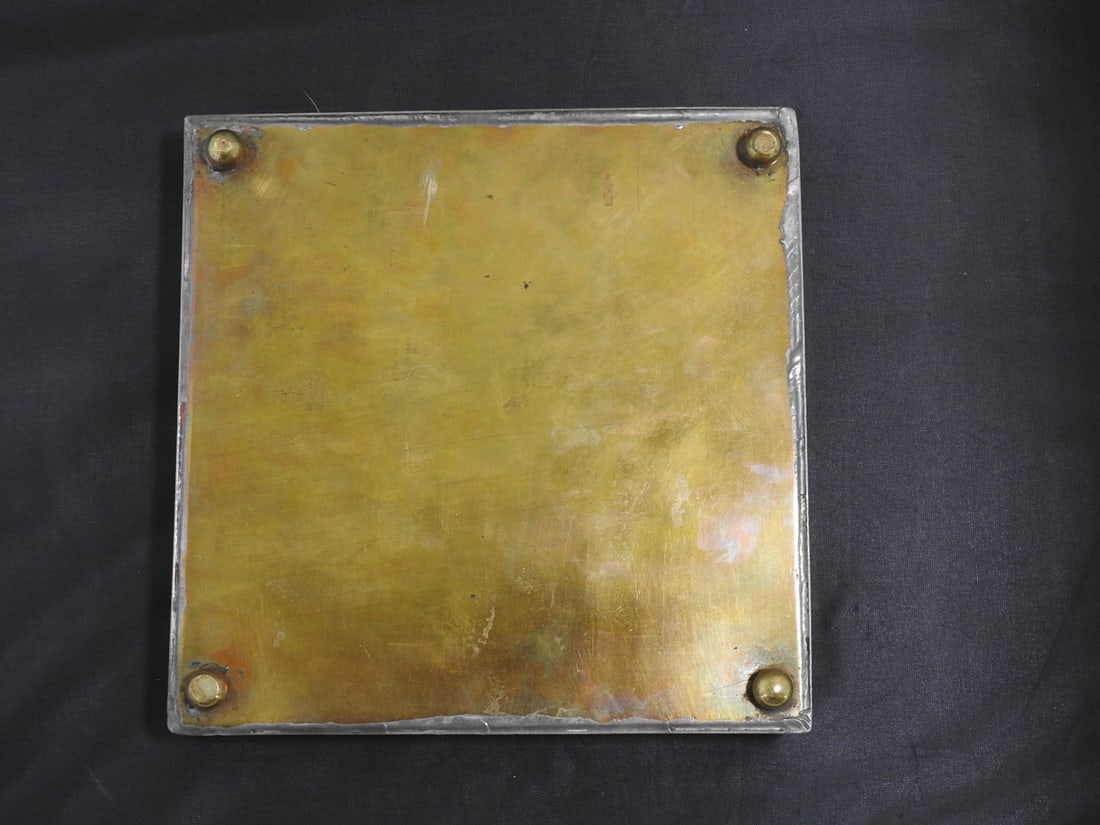 Vintage Hand-Painted Tile Trivet with Brass Base - 5