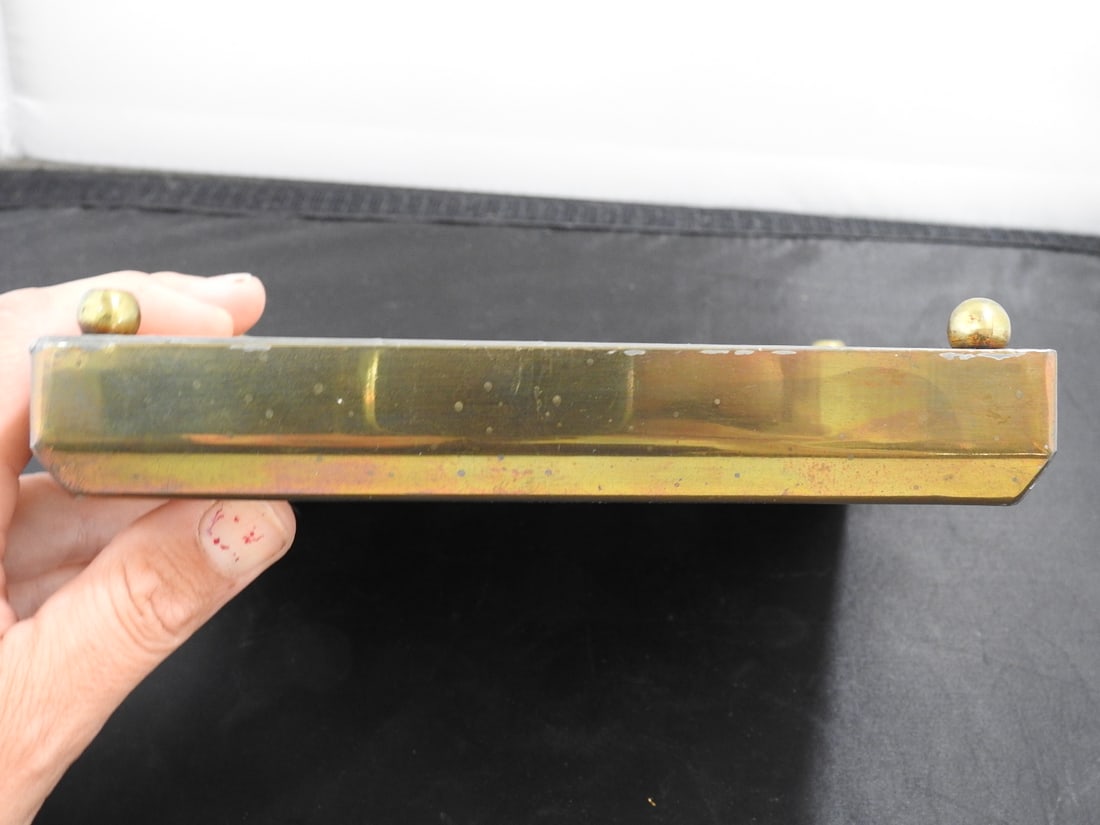 Vintage Hand-Painted Tile Trivet with Brass Base - 6