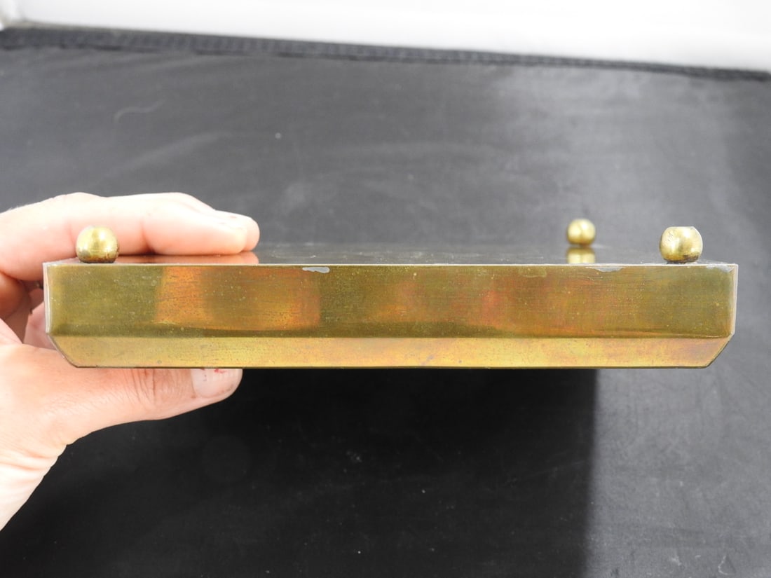 Vintage Hand-Painted Tile Trivet with Brass Base - 7