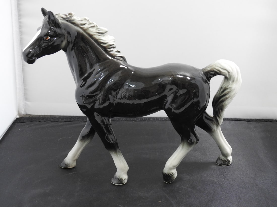 The Rise Company Japan Ceramic Black Horse Figurine - 2