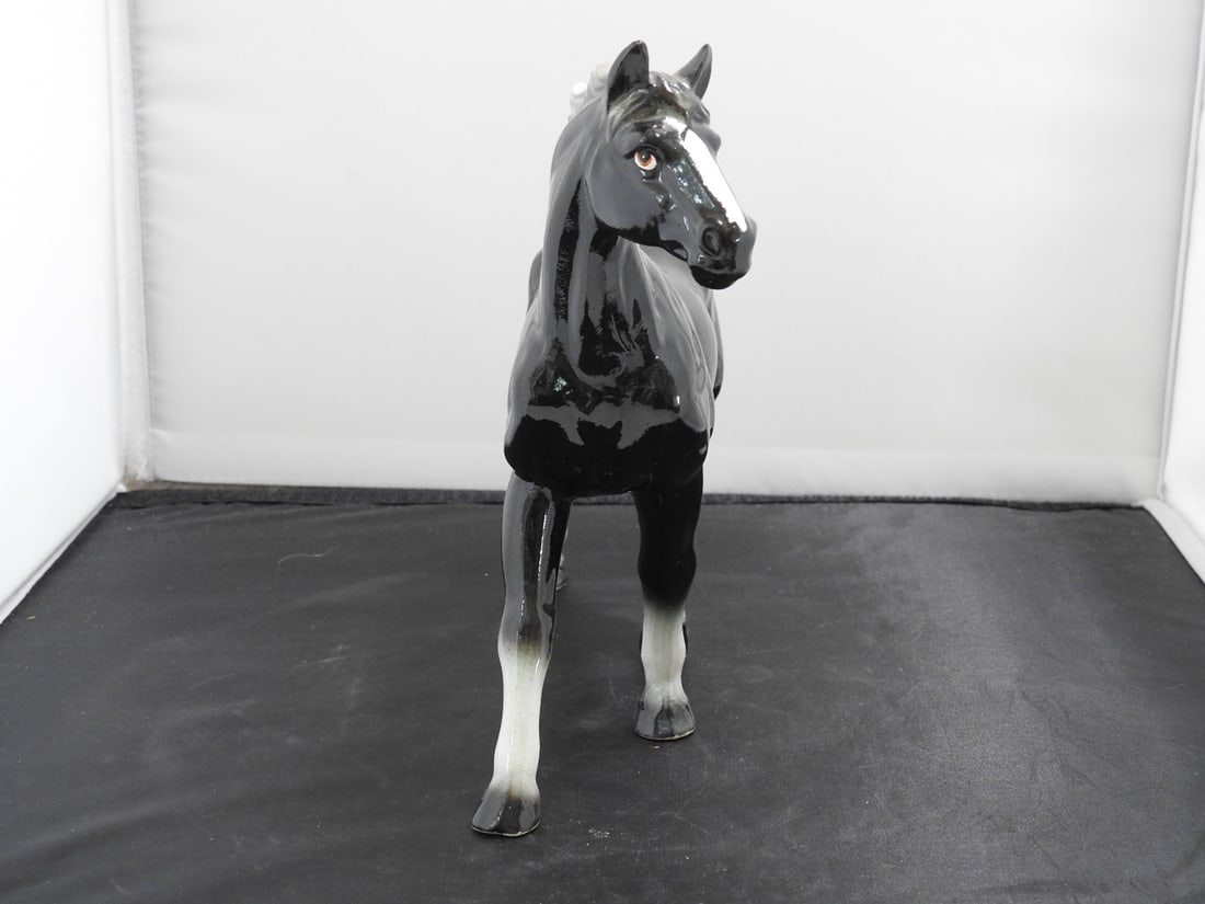 The Rise Company Japan Ceramic Black Horse Figurine - 3