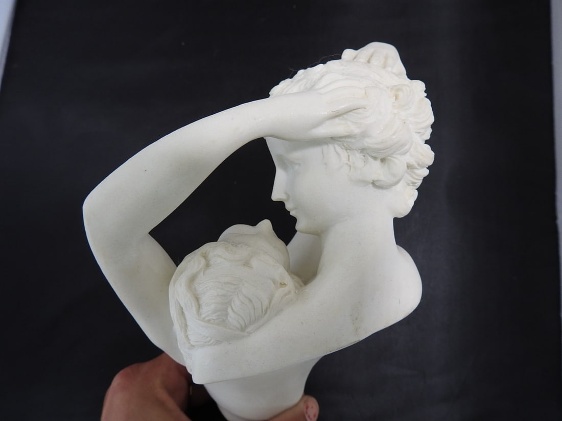 Cupid and Psyche Bust on Black Marble Style Base - 3