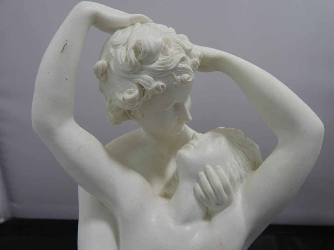 Cupid and Psyche Bust on Black Marble Style Base - 4