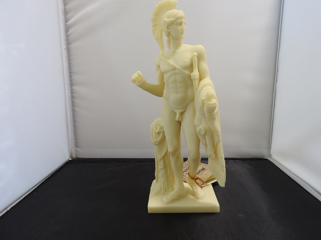 Jason Classical Resin Statue: Top Land Trading Myths and Legends line classical statue depicting Jason, marked/serial 2257 per notes. Approx. 10.25 x 4.5 x 4.25 in.