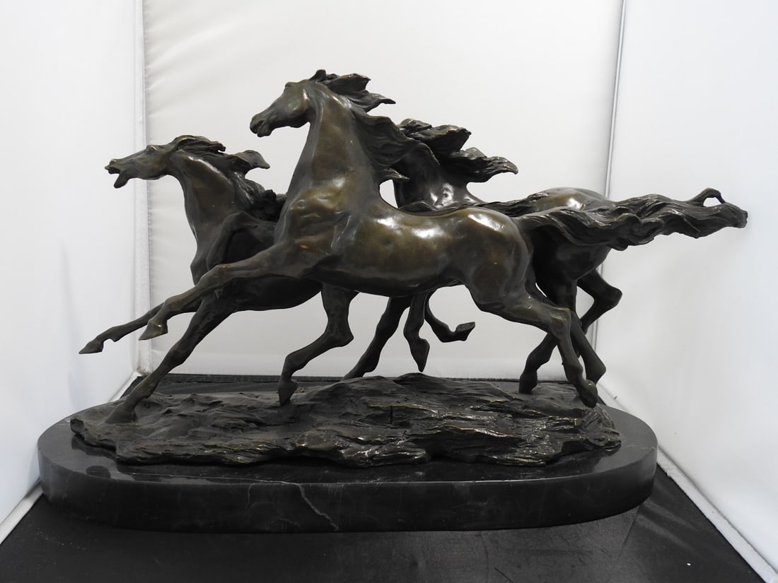 European Bronze Finery Wild Horses Bronze Sculpture - 3