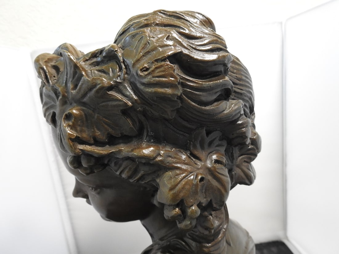 European Bronze Finery French Woman Bronze Bust - 11