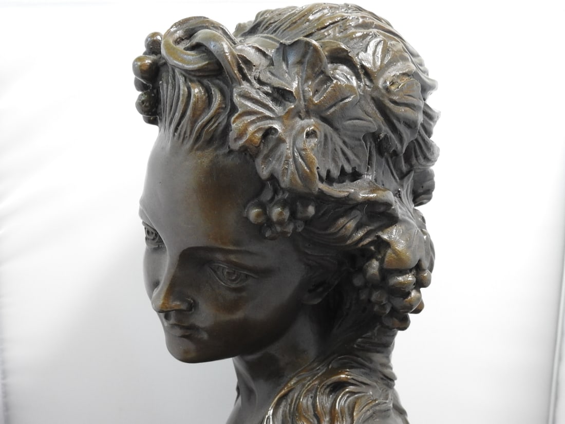 European Bronze Finery French Woman Bronze Bust - 2