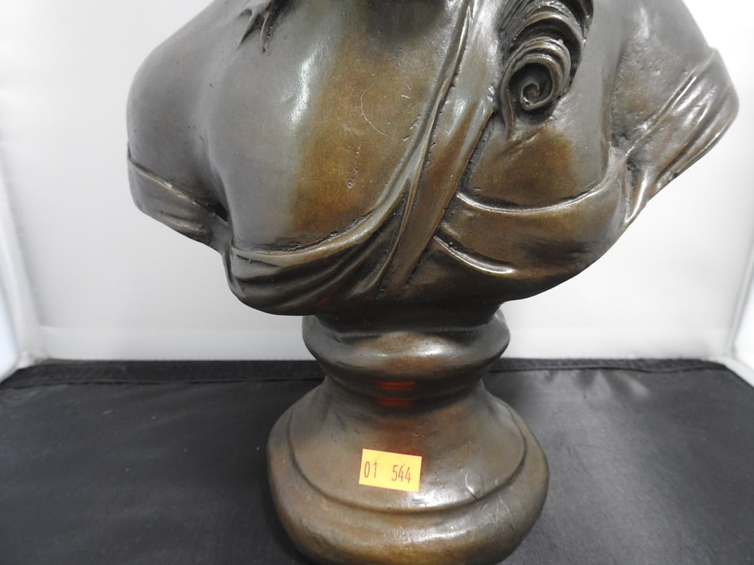 European Bronze Finery French Woman Bronze Bust - 4