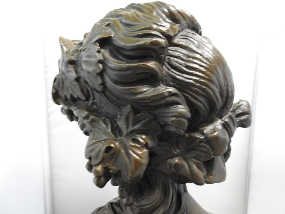 European Bronze Finery French Woman Bronze Bust - 5