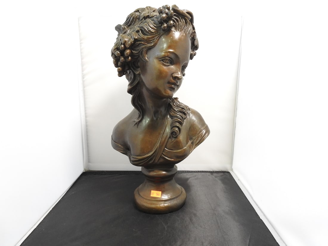 European Bronze Finery French Woman Bronze Bust - 7