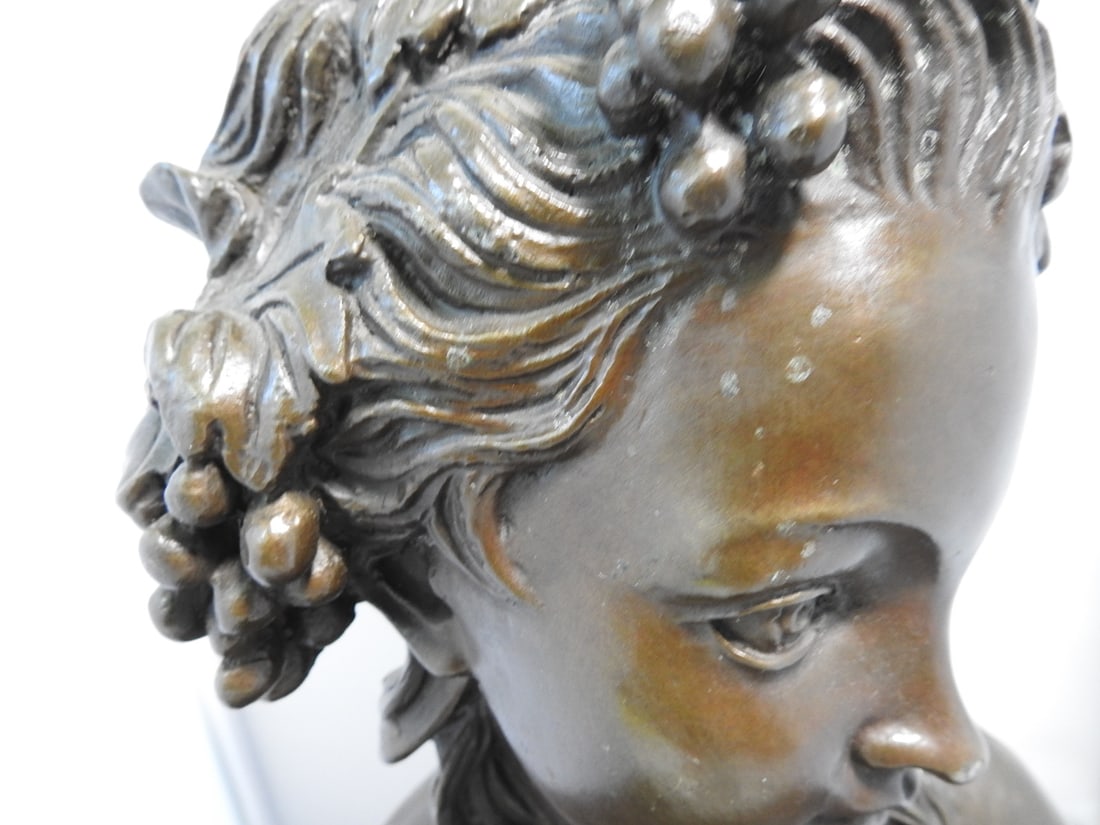European Bronze Finery French Woman Bronze Bust - 8