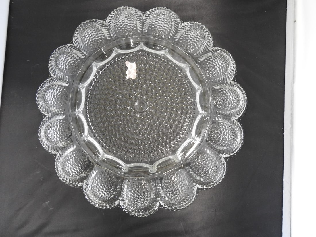 Pressed Glass Deviled Egg Tray - 4