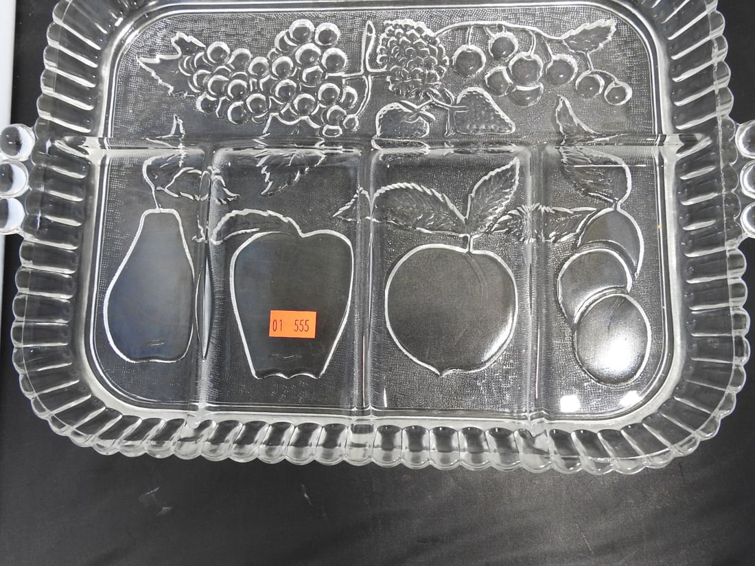 Pressed Glass Fruit Serving Tray - 3