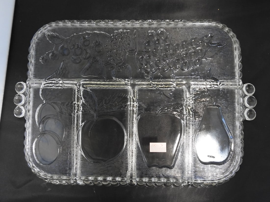 Pressed Glass Fruit Serving Tray - 4