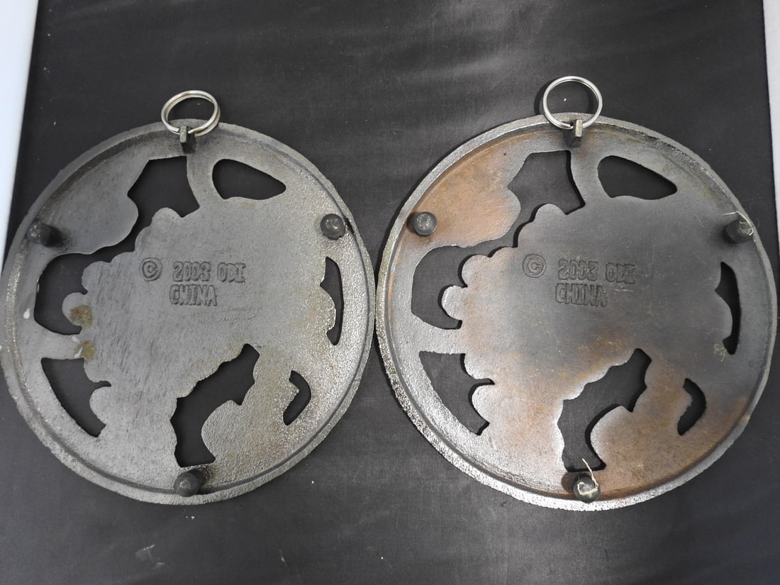Pair of Cast Brass Grape Design Trivets - 2