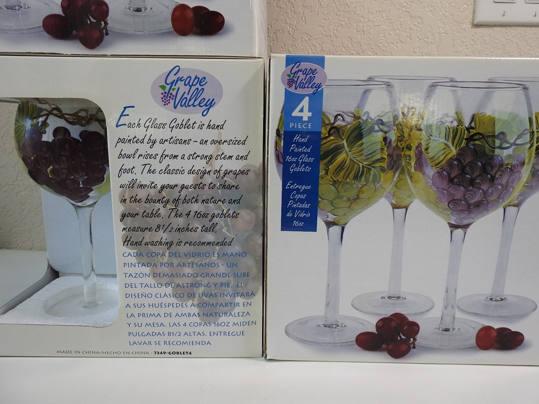 Lot of Three Boxed Fairfield Hand-Painted Wine Glass Sets - 2