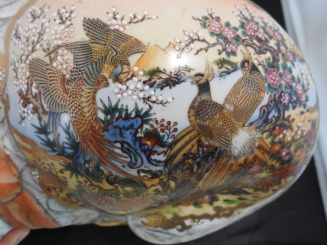 Large Vintage Hand-Painted Satsuma Style Cat-Form Porcelain Bowl - 2