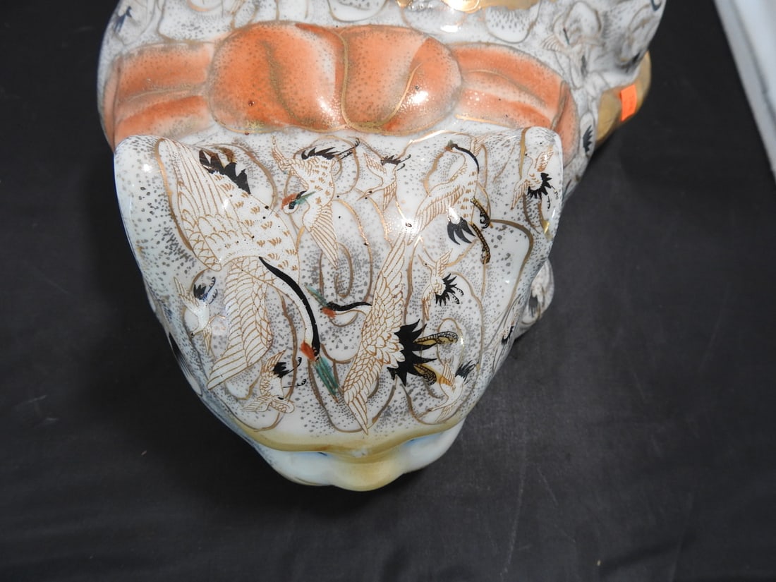 Large Vintage Hand-Painted Satsuma Style Cat-Form Porcelain Bowl - 4