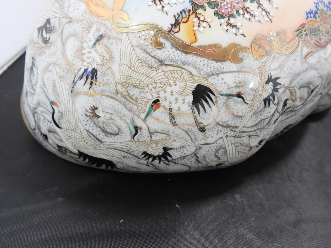 Large Vintage Hand-Painted Satsuma Style Cat-Form Porcelain Bowl - 7