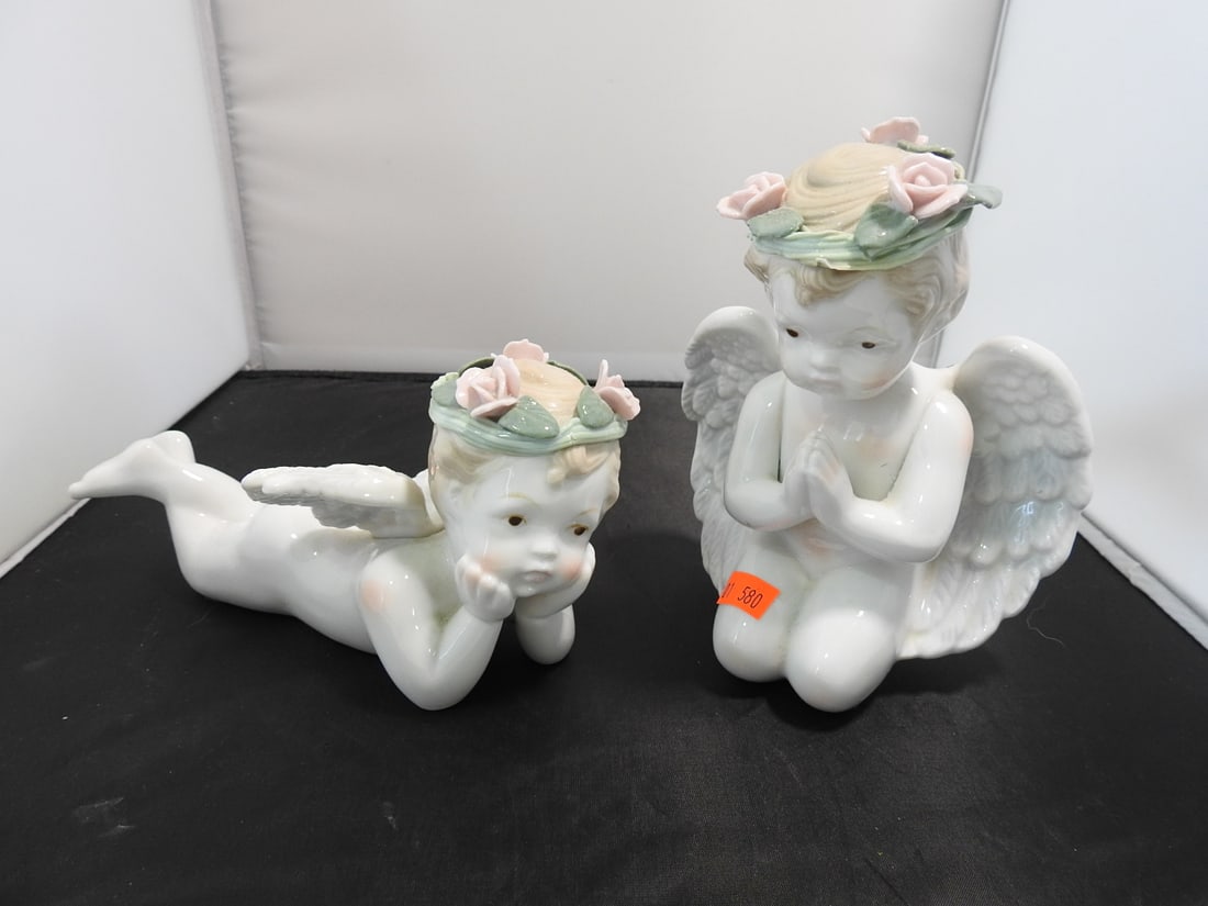 Set of Cottagecore Porcelain Cherub Figurines - 2