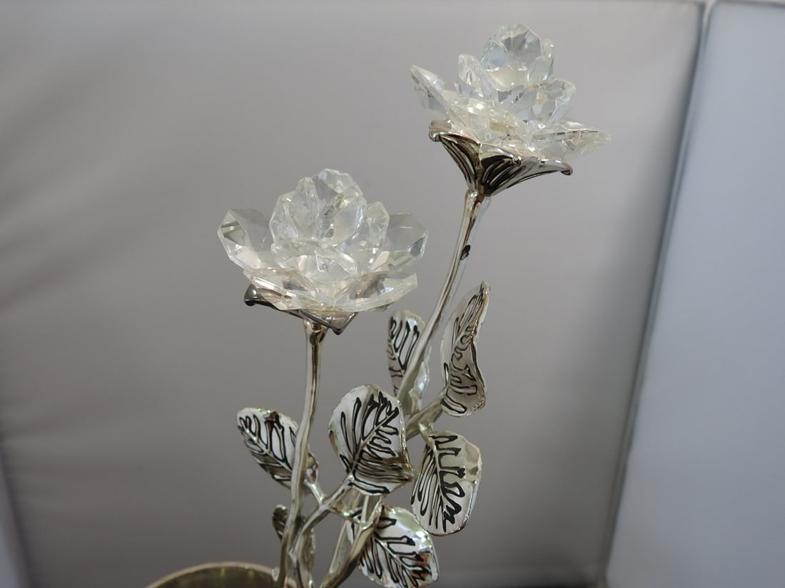 Godinger Crystal Roses in Silver-Tone Vase - 2