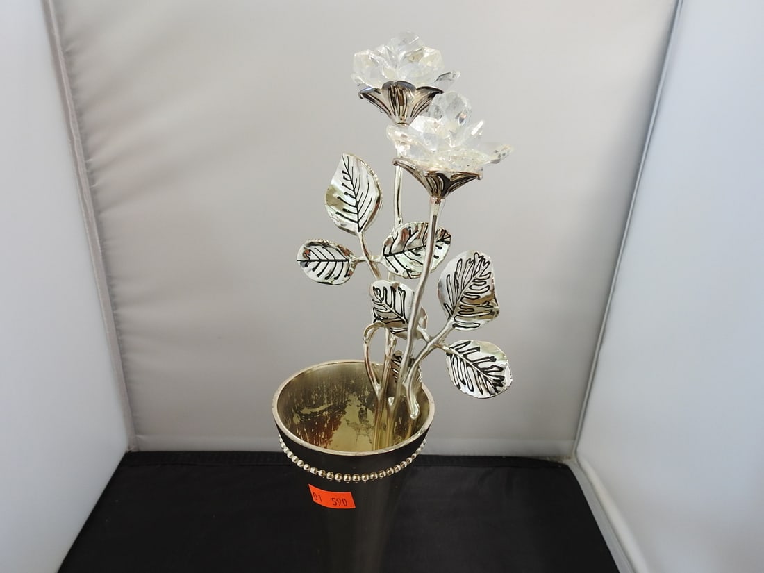 Godinger Crystal Roses in Silver-Tone Vase - 9