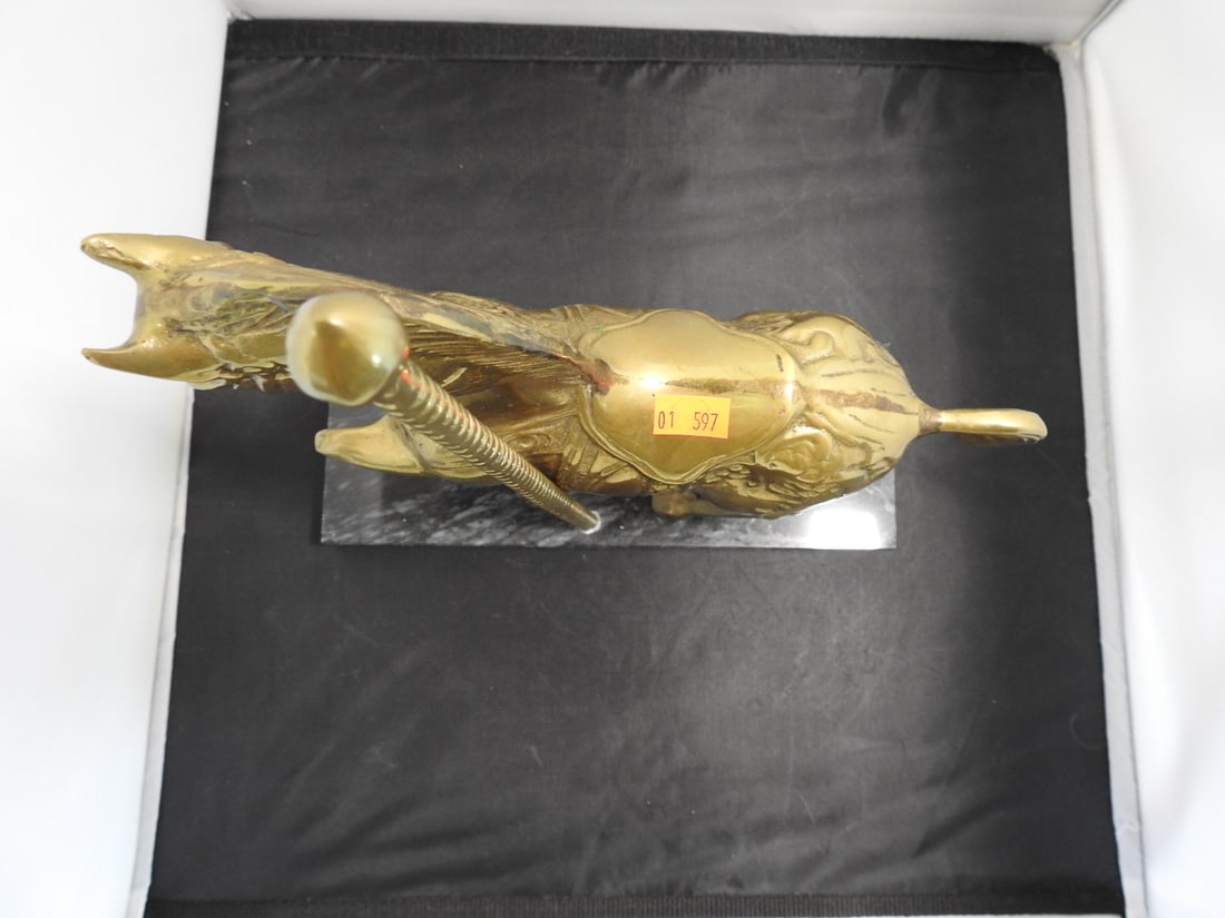 Solid Brass Carousel Horse on Black Marble Base - 2