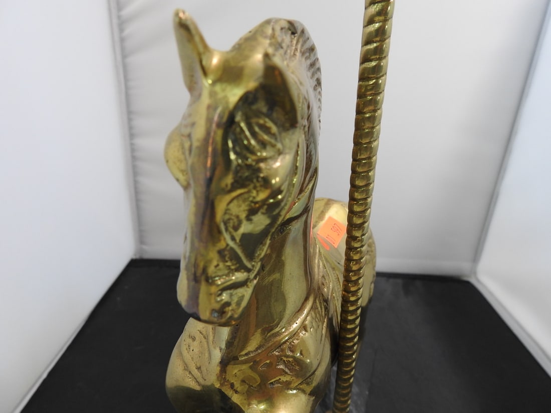 Solid Brass Carousel Horse on Black Marble Base - 5