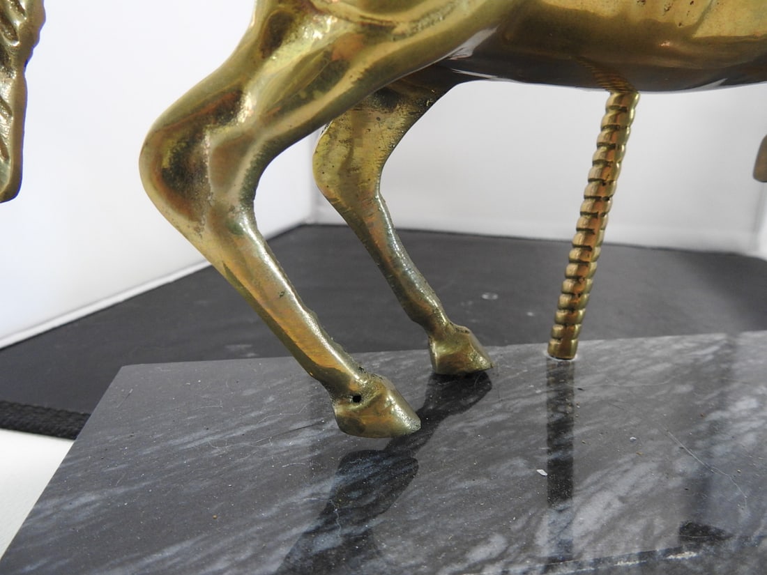 Solid Brass Carousel Horse on Black Marble Base - 7