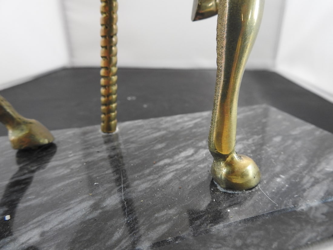 Solid Brass Carousel Horse on Black Marble Base - 8